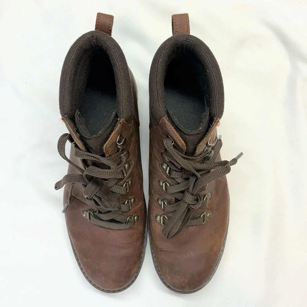 Timberland Boots Womens 7.5 Brown Leather Ellendale Ankle Combat Hiking Lug Sole